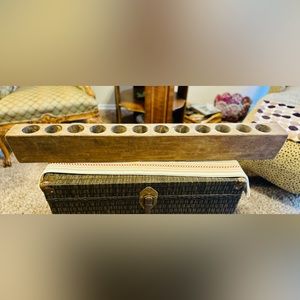 *Sold*Indoor/Outdoor Solid Wood Candle Holder